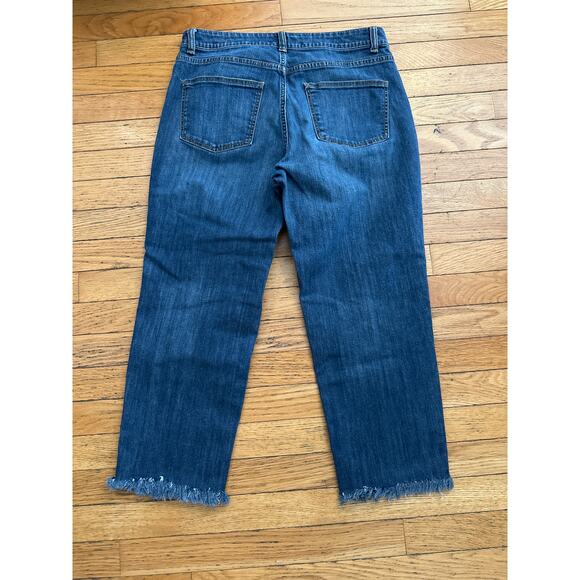 Talbots Women’s Size 8 Curvy Fit Straight Leg Jeans – Raw Hem Cropped Blue Denim - Picture 4 of 5